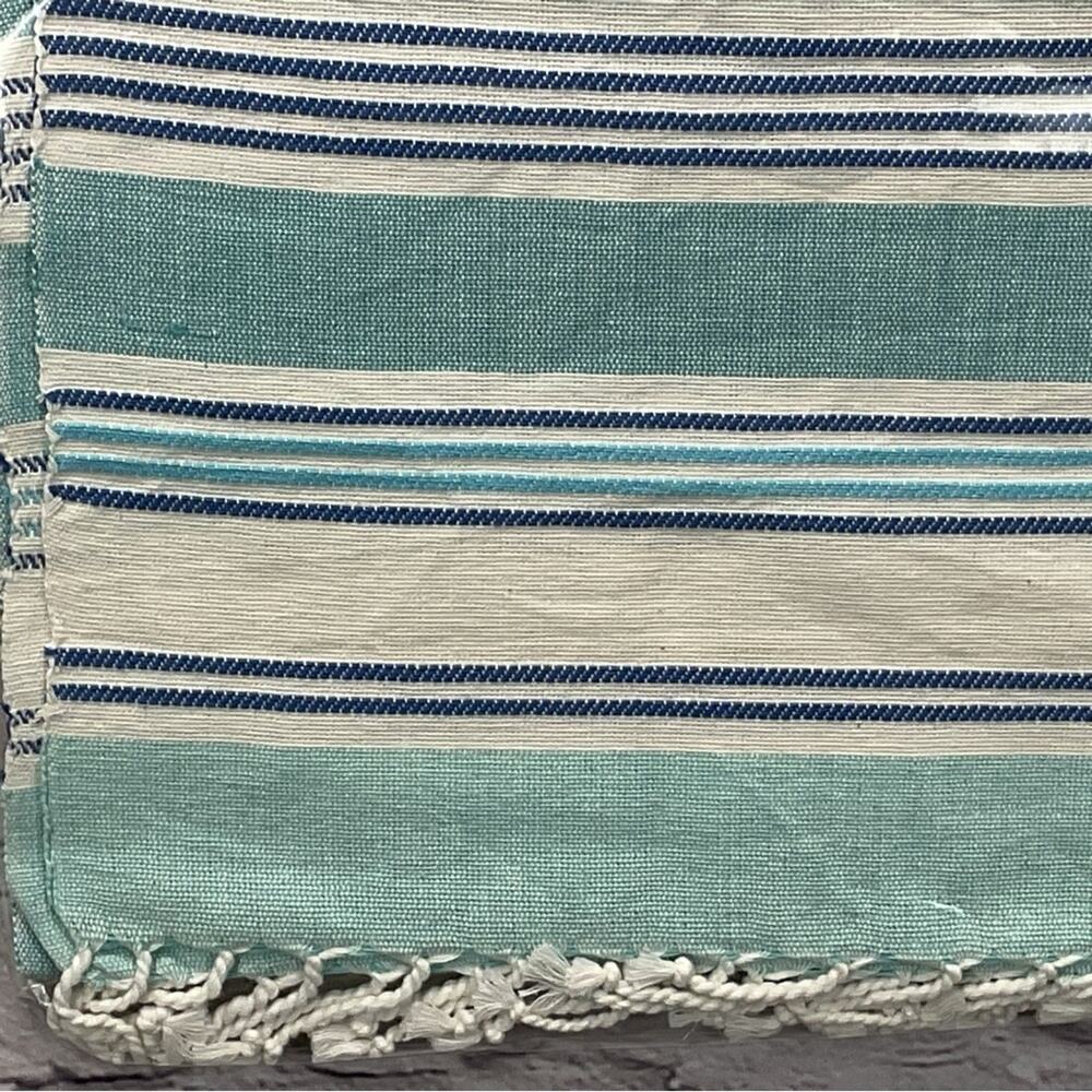 Design Imports Table Runner 14" x 72" Tidal Stripe Fouta Fringed 100% Cotton NWT - Picture 4 of 8